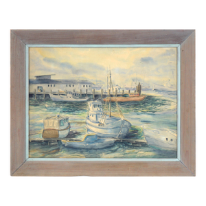 Boats at the Harbor - Nautical Seascape by Clarence Albert Taubenhein