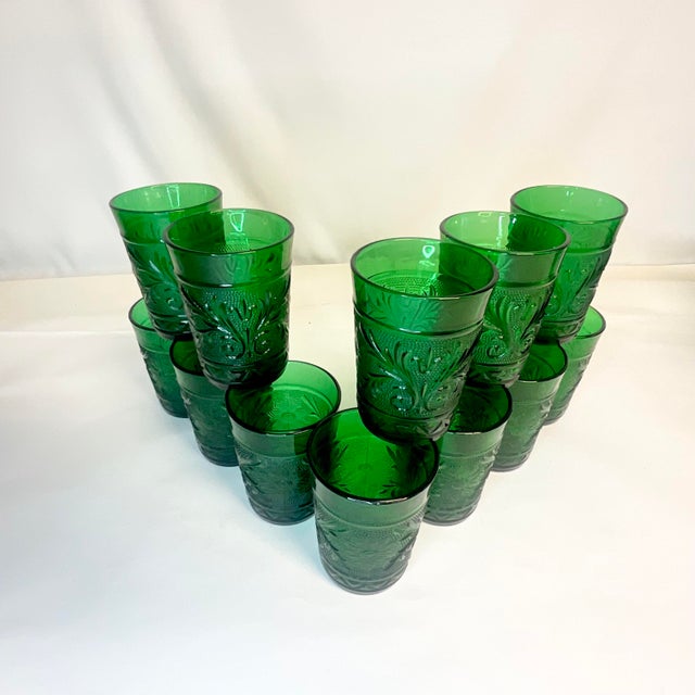 Art Deco Antique Americana Art Deco Sandwich Glass Co. Pressed Juice Glasses - Set of 12 For Sale - Image 3 of 7