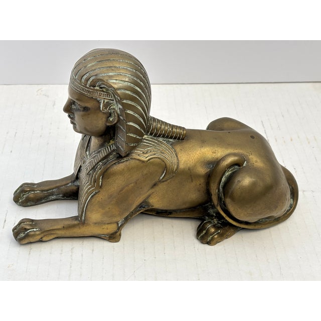 Metal Antique French Egyptian Revival Bronze Figure of a Sphinx For Sale - Image 7 of 12