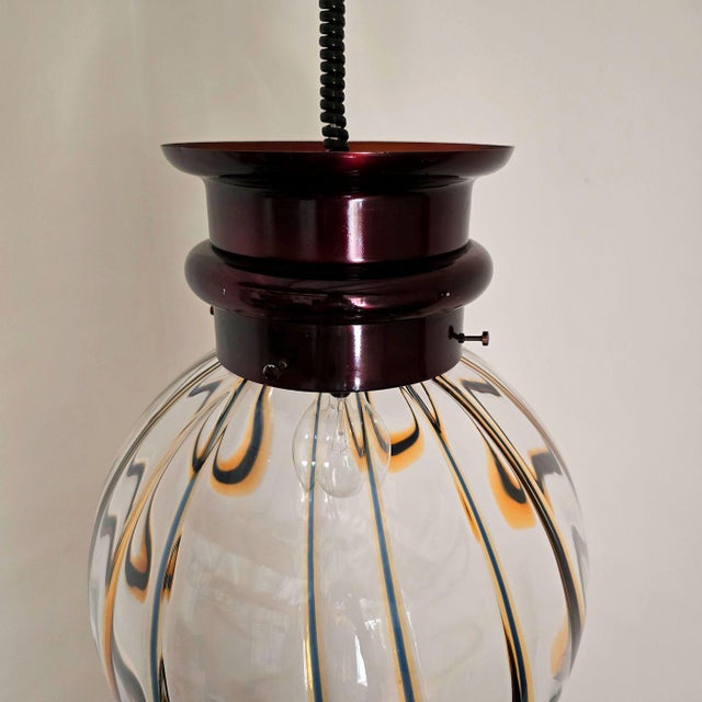 1970s Mid Century Modern Murano Glass Pendant Chandelier, Italy For Sale - Image 10 of 12