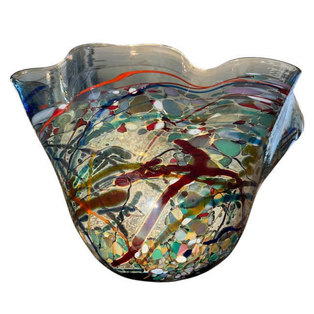 1990s John Gerletti Signed Art Glass Centerpiece Vase, 1997, u.s.A. For Sale - Image 5 of 9