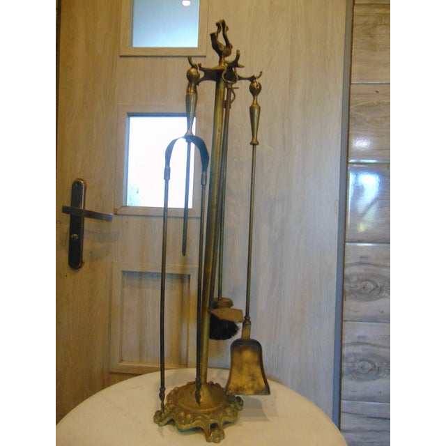 Art Nouveau Brass Stove & Fireplace Set For Sale - Image 9 of 10