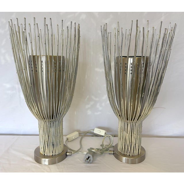 Modern Z. Gallerie Style Chrome Finish Branch Up-Light Fixtures- A Pair For Sale In West Palm - Image 6 of 12