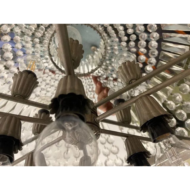 Silver Large Crystal Chandelier, 1950s For Sale - Image 8 of 12