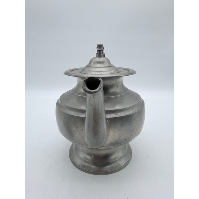 Farmhouse Antique American Britannia Teapot by R. Gleason, Dorchester, Ma, Circa 1840s For Sale - Image 3 of 14