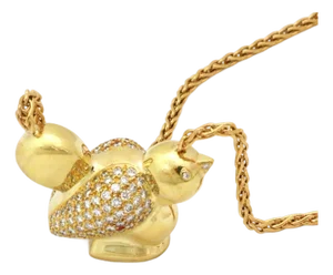 Nemacolin Bird Diamond 18k Yellow Gold Long Pendant Necklace