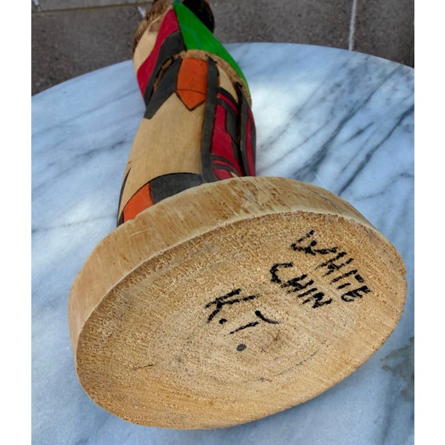 Vintage Signed k.t. Spencer "White Chin" Hand-Carved Wood Kachina Doll - 12.5" For Sale - Image 9 of 10