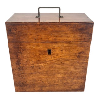 19th Century English Mahogany Traveling Bar Case 3 Bottle Liquor Decanter Box For Sale