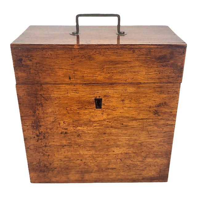 19th Century English Mahogany Traveling Bar Case 3 Bottle Liquor Decanter Box For Sale