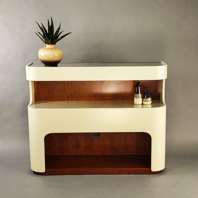 Brown Space Age Curved Console Table, 1970s For Sale - Image 8 of 8