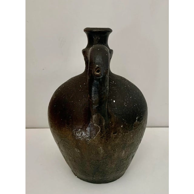 Antique European black ceramic farmhouse water pitcher / jug This was used to keep water cold on the fields for farm...