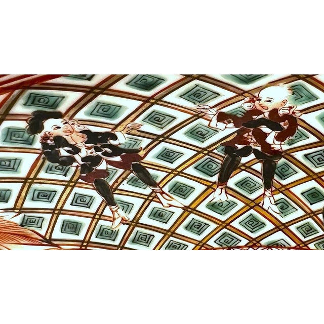 Antique Meiji Period Imari Charger Featuring a Nanban Presentation of Black Ships and Portuguese Merchants and Sailors For Sale - Image 16 of 18