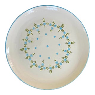 Mid 19th Century Round Blue Cornflower Platter by Stetson Creation Scandi Chic For Sale