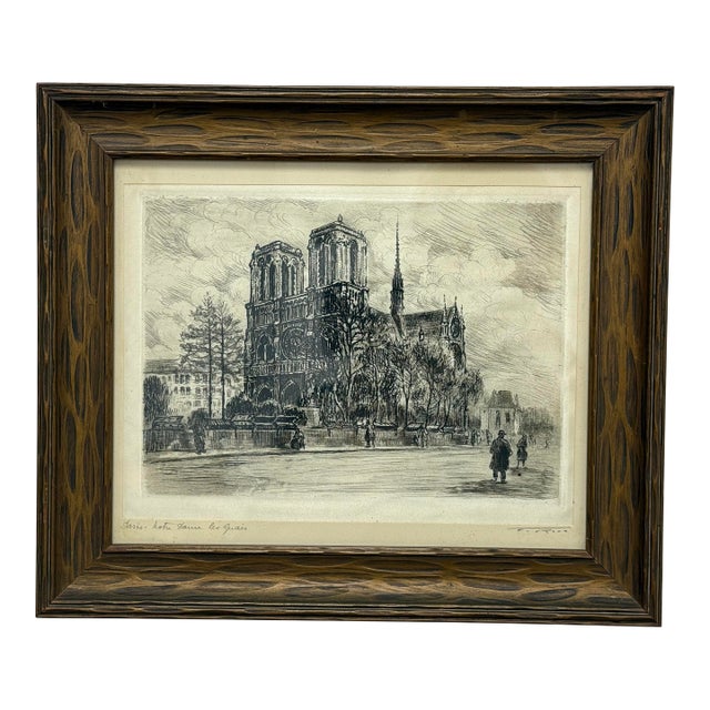 Antique Louis Marie Joseph Ridel "Paris - Nôtre Dame Les Quais", Framed For Sale