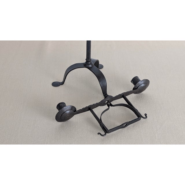 Metal 18th C. English Hand Forged Iron Candleholder For Sale - Image 7 of 10