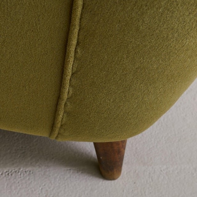 Italian Forest Green Velvet Lounge Chair with Down Cushion, 1950s For Sale - Image 10 of 11