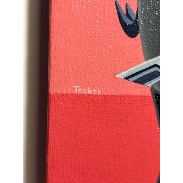 Contemporary Original Acrylic on Canvas Painting by California Artist Tezber Signed 12" X 6" For Sale - Image 3 of 7