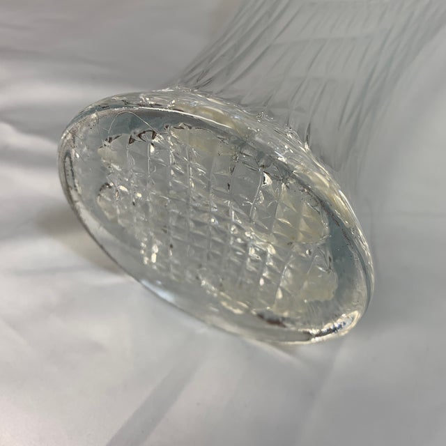 Glass Heavy C. 1950s Clear Glass Handkerchief Vase 12” For Sale - Image 7 of 7