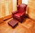 1950s Vintage Red Leather Wingback Chair & Ottoman For Sale - Image 5 of 8
