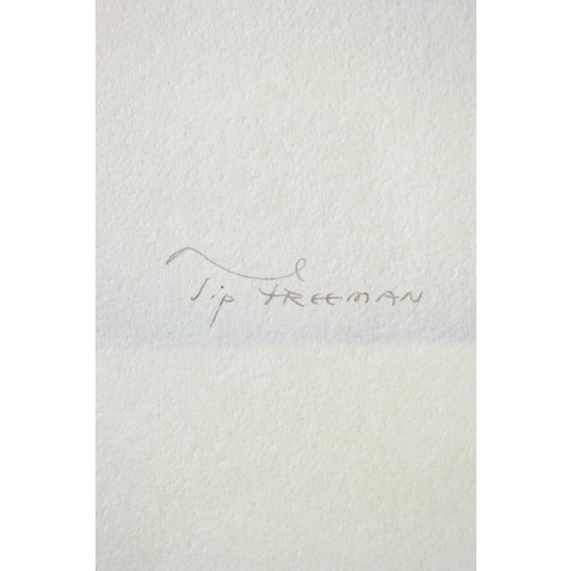 Vintage Framed Airbrush Watercolor Painting For Sale - Image 4 of 6