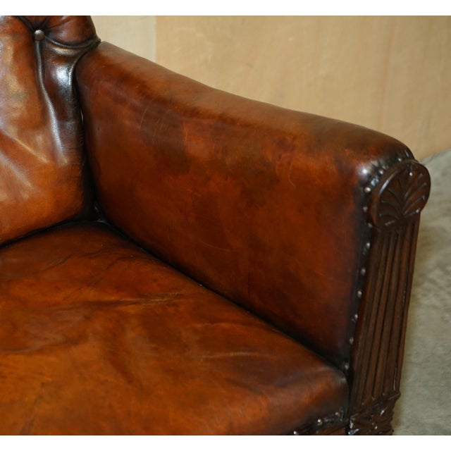 Metal Regency Chesterfield Armchair in Brown Leather, 1810s For Sale - Image 7 of 18