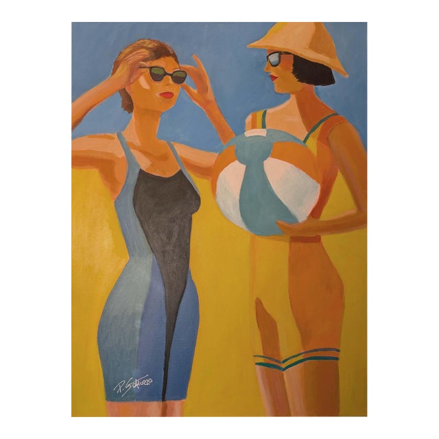 Beach Club - 30x40" Oil Painting For Sale