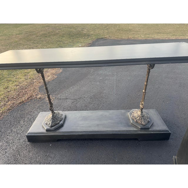 Zinc finish. Solid and extremely heavy. Expertly crafted. This heirloom quality table is from a retired RH collection....