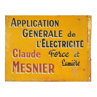 Vintage Steel French Double Sided General Application of Electricity Advertising Sign For Sale