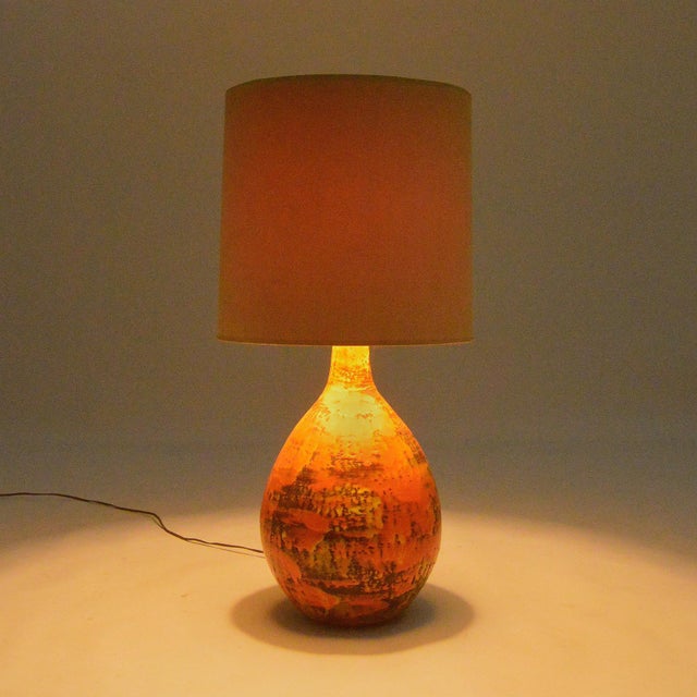 Mid 20th Century Large Table Lamp with Vivid Orange Glaze in the Manner of Fantoni For Sale - Image 5 of 9