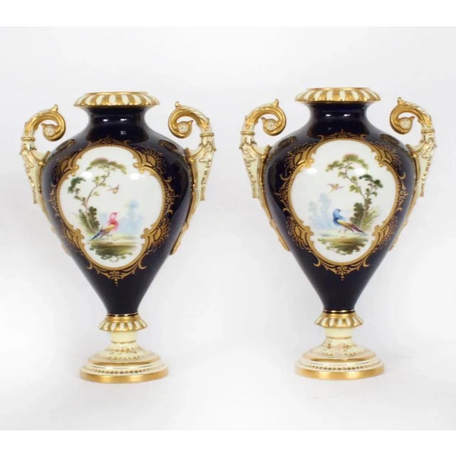 Antique Coalport Vases in Cobalt Blue by A. Perry, 1890s, Set of 2 For Sale - Image 18 of 18