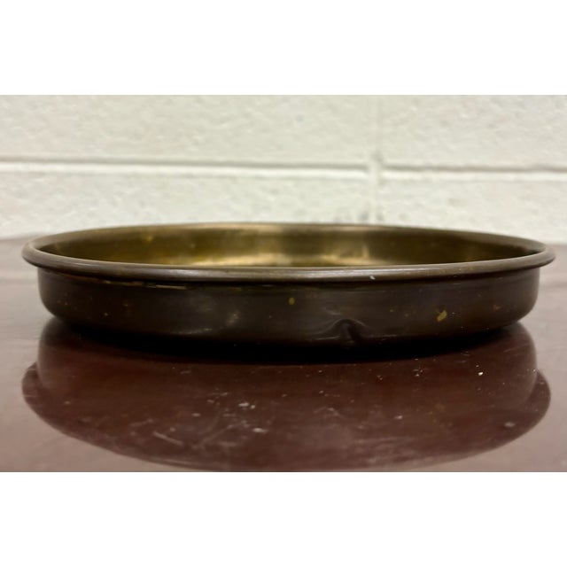 Traditional Vintage Solid Brass Shallow Bowl Catchall Dish For Sale - Image 3 of 6