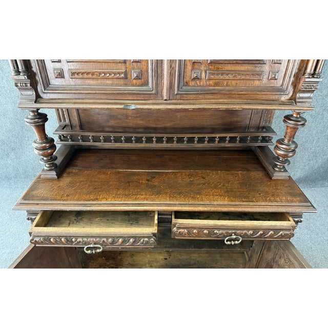 19th Century Belgian Oak Court Cupboard For Sale - Image 10 of 13