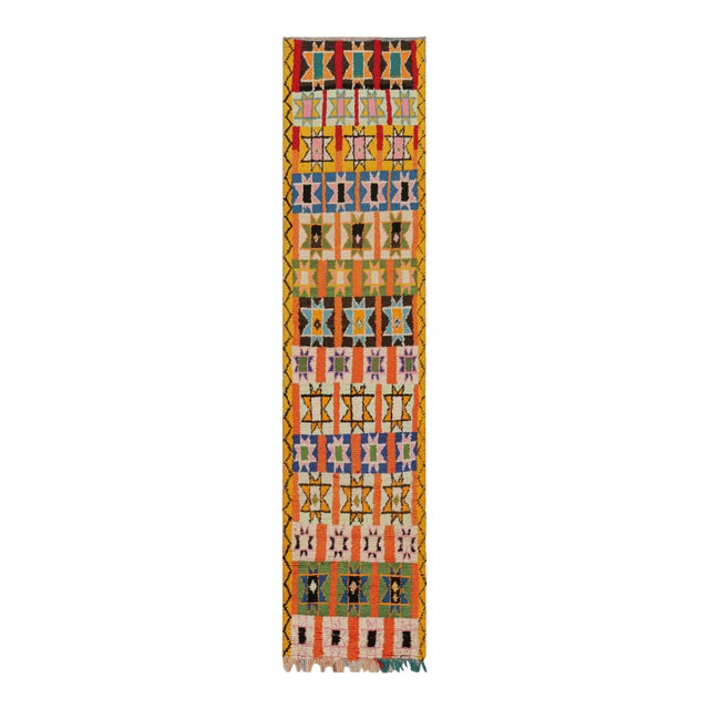 Vintage Moroccan Runner With Polychromatic Geometric Patterns, From Rug & Kilim For Sale