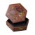 Chinese Distressed Brown Red Bird Graphic Hexagon Shape Box For Sale - Image 4 of 8