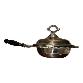 Vintage Webster Wilcox / Oneida Silver-Plated Chafing Dish Pan & Lid With Wood Handle For Sale