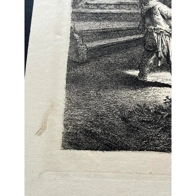Vintage Rembrandt "The Good Samaritan" Etching Reproduction | Mid-Century Old Master Art Print on Hand-Laid Paper For Sale In Reno/Lake Tahoe - Image 6 of 12