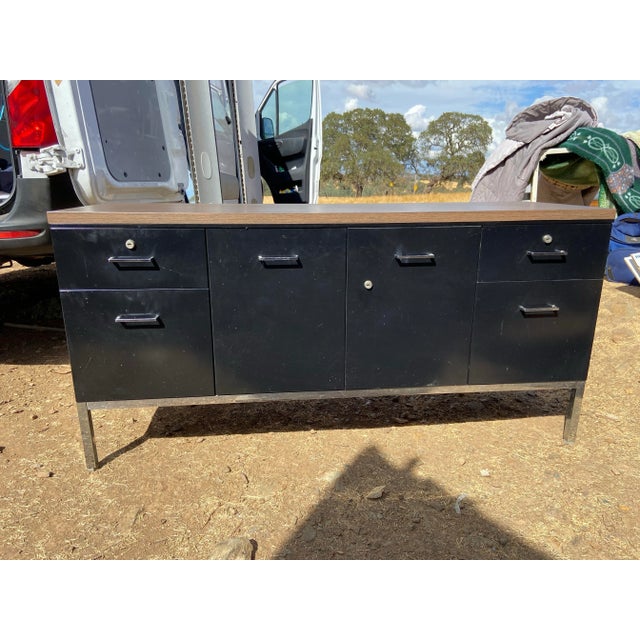 Black Steelcase Vintage Mid Century Modern Metal Credenza Sideboard For Sale - Image 8 of 12
