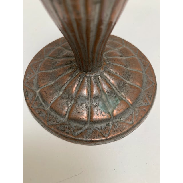 Metal Vintage Copper Pewter Forged Candleholder For Sale - Image 7 of 9