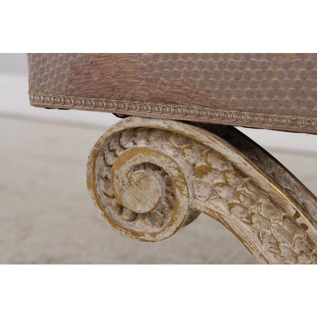 William Switzer Georgian Style Carved X Form Bench Stool For Sale - Image 10 of 14