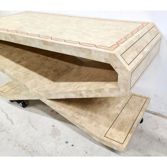 Signed Vintage Tessellated Stone Console Dining Table Base For Sale - Image 4 of 13
