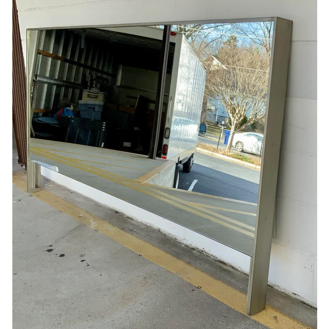 Baker Furniture Company Baker Modern Silver Finished Mirrored Headboard For Sale - Image 4 of 7