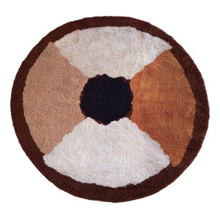 Vintage Dutch Round Wool Rug, 1970 For Sale