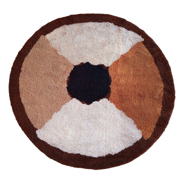 Vintage Dutch Round Wool Rug, 1970 For Sale