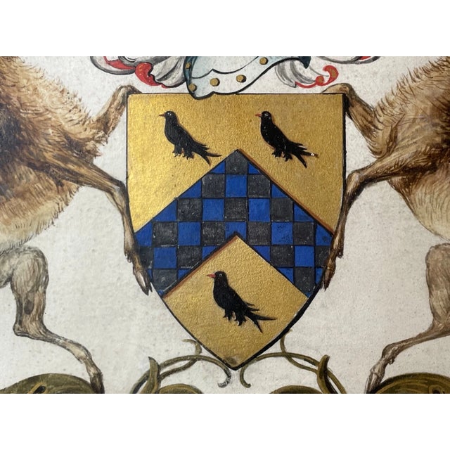 Antique 1700's Sir Patrick Houston Armorial Coat of Arms Heraldic Painting Art For Sale - Image 11 of 15