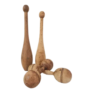 Antique Juggling Pins and Dumbbells- 4 Pieces