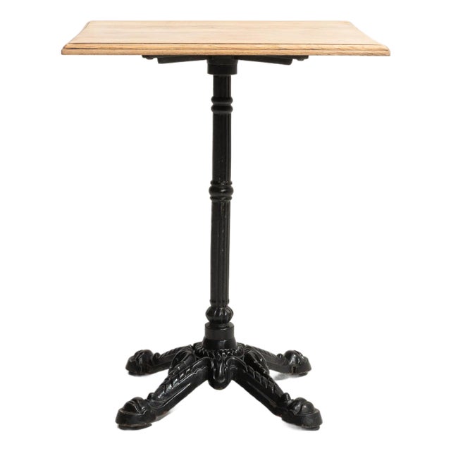 Cast Iron Bistro Table with Oak Top, Antique, France, 20th Century For Sale