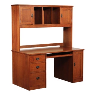 Stickley Mission Collection Executive Desk With Bookcase Hutch For Sale