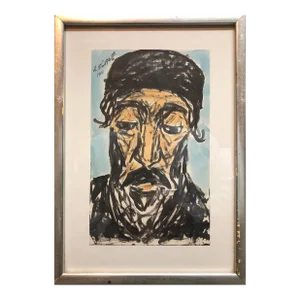 Abraham Walkowitz, Modernist Watercolor Painting, Portrait of a Man, Judaica Rabbi, 1910