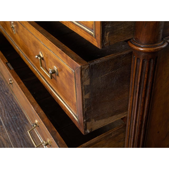 French Directoire Style 19th Century Walnut Commode with Grey Marble Top For Sale - Image 12 of 12