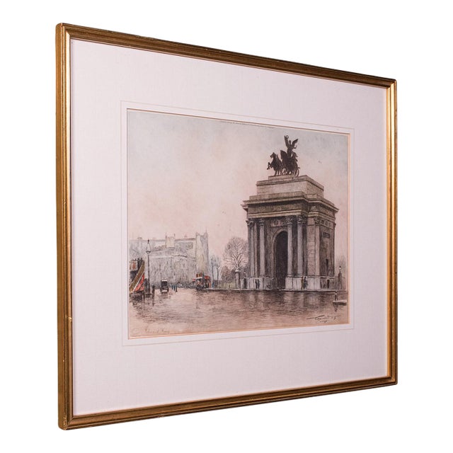 Antique Framed London Picture, Constitution Hill, English, Art Print, Circa 1925 For Sale